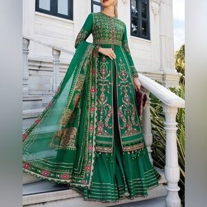 Maria B Exquisite Green Embroidered Dress